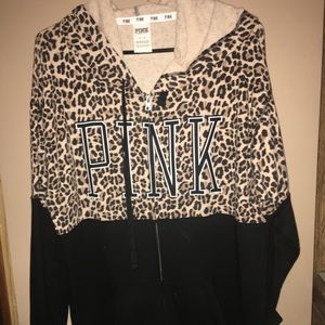 Victoria Secret Pink Leopard/Cheetah zip Hoodie